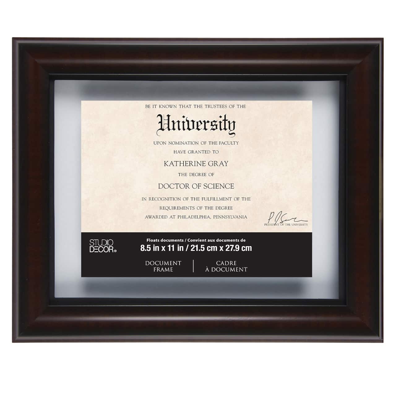 11" x 14" Mahogany & Black Document Float Frame by Studio Décor®